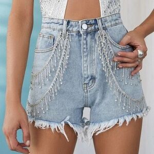 New Collection Denim Rhinestone shorts